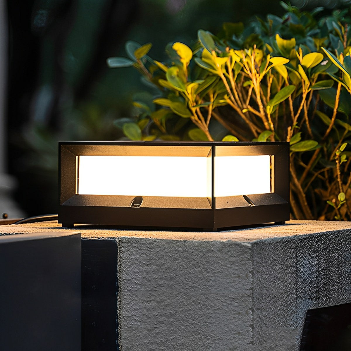 Square Waterproof Solar Black Modern Post Cap Light Landscape