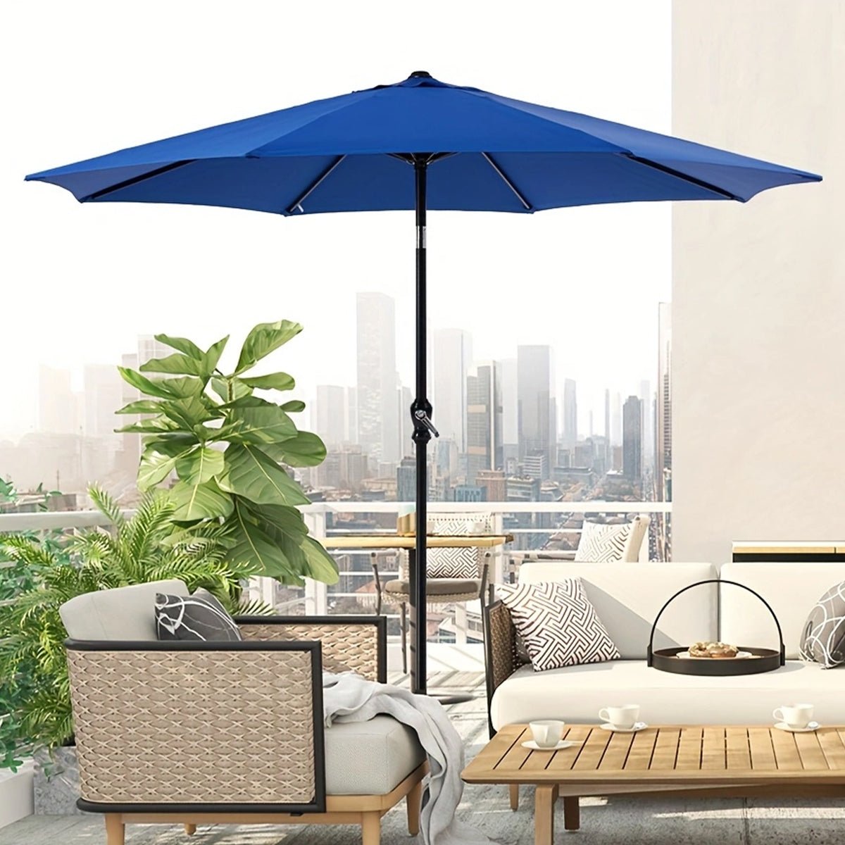Outdoor Patio Umbrella with Push Button Tilt & Crank UV Protection Waterproof Market Umbrella for Backyard & Poolside Red / Single