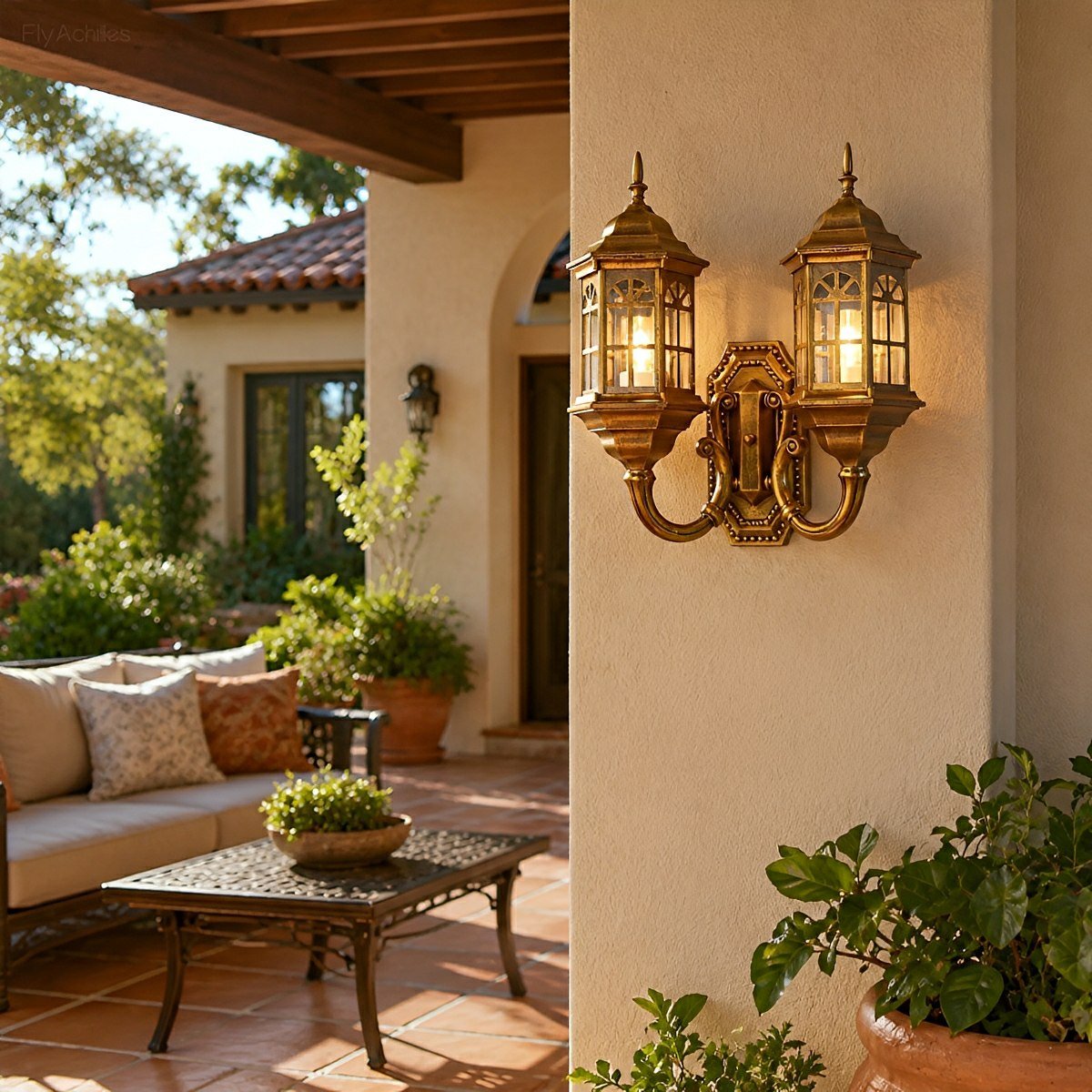 Vintage Europe Rustic Castle Double Head Waterproof Outdoor LED 