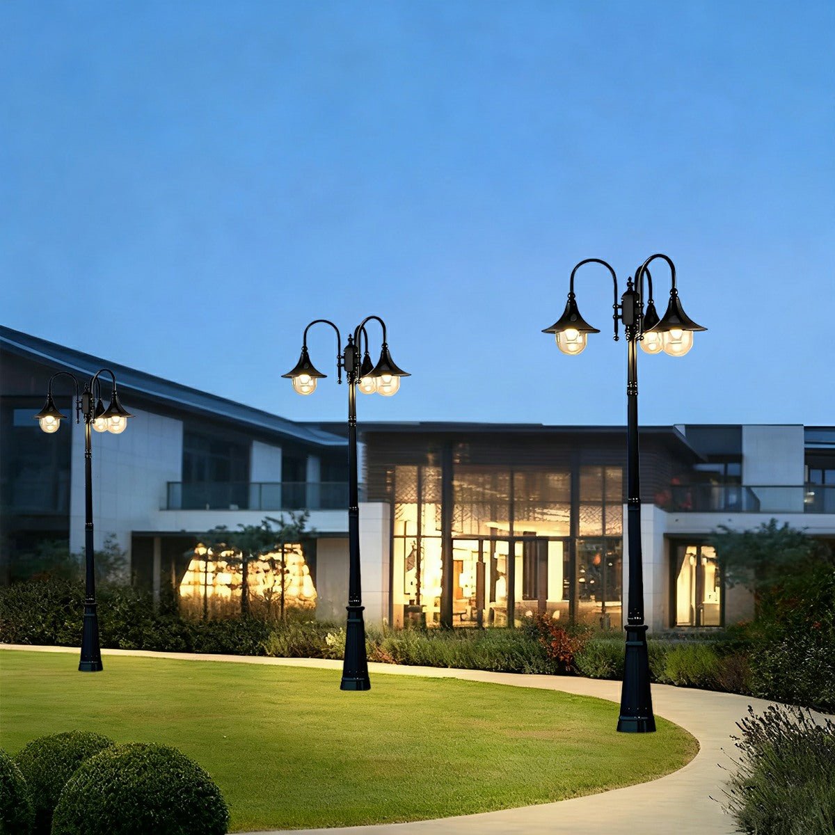 Vintage Waterproof Flared LED Outdoor Pathway Pole Lights Street
