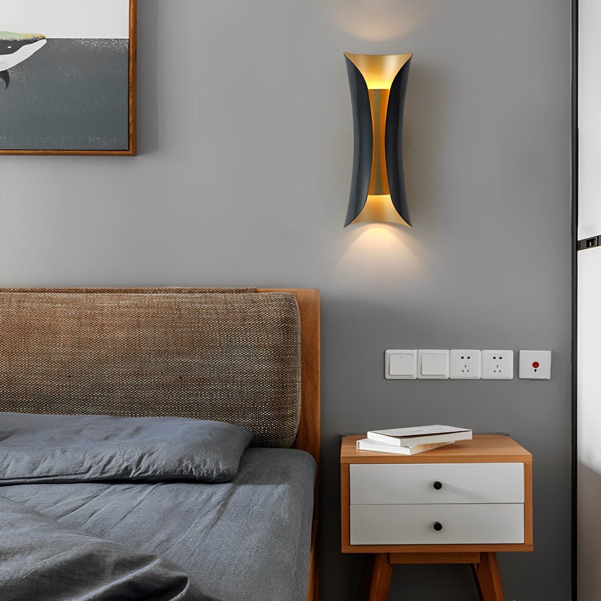 Modern LED Wall Light – 12W 3-Color Ring Design, Nordic Medieval Style Sconce For Bedside, Living Room, Hallway (Gold)
