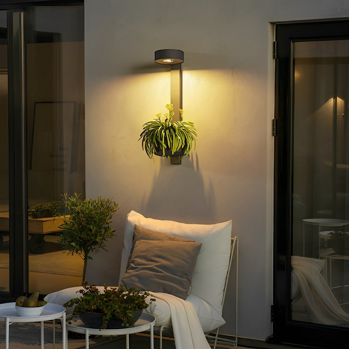 plant pot with led light Waterproof Outdoor LED Porch Wall Light with Plant Pot Solar / 23.6" / Single