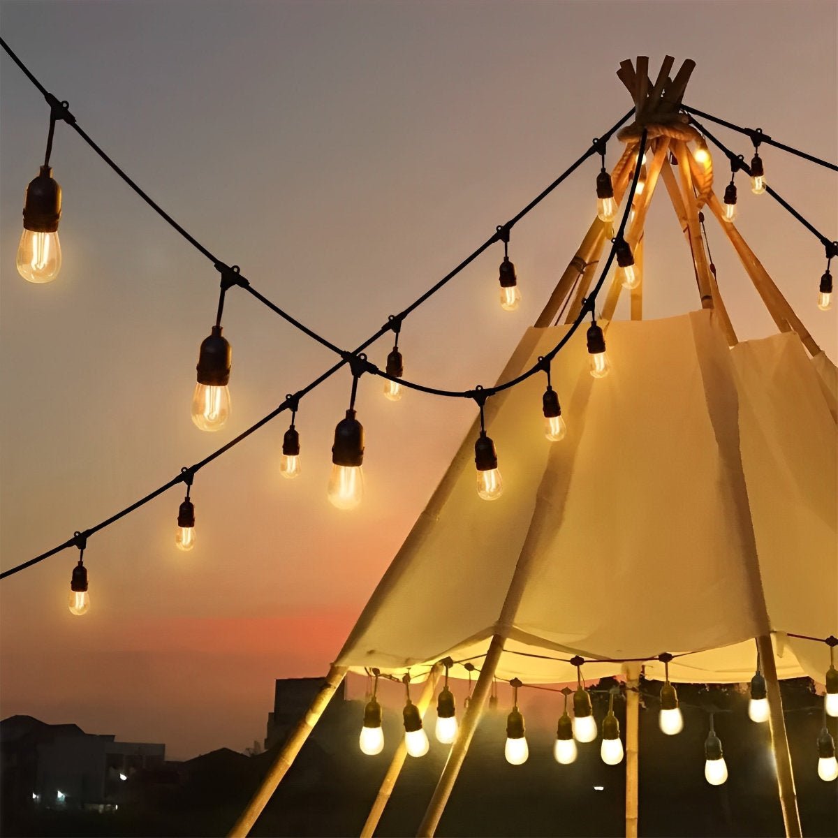 Waterproof LED Outdoor String Lights Garden Hanging Light Party camping Solar / 32.8 ft (20 LED) / Single