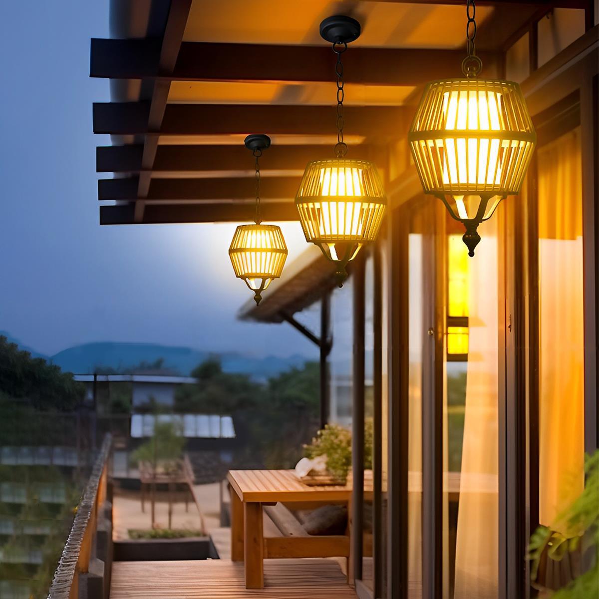 Waterproof Solar Outdoor Lanterns Ceiling Pendant Lights