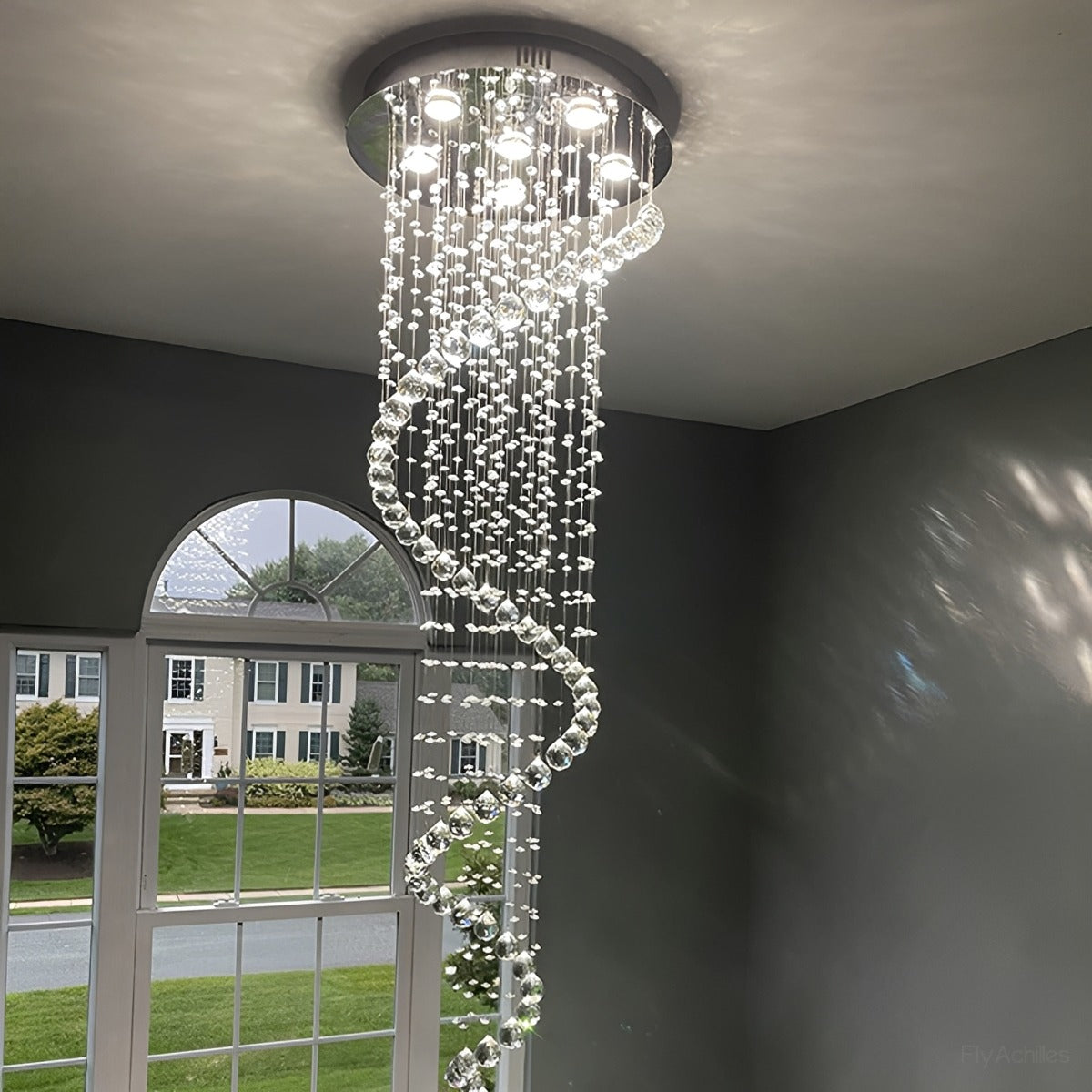 Modern Luxury Spiral Crystal LED Staircase Chandelier