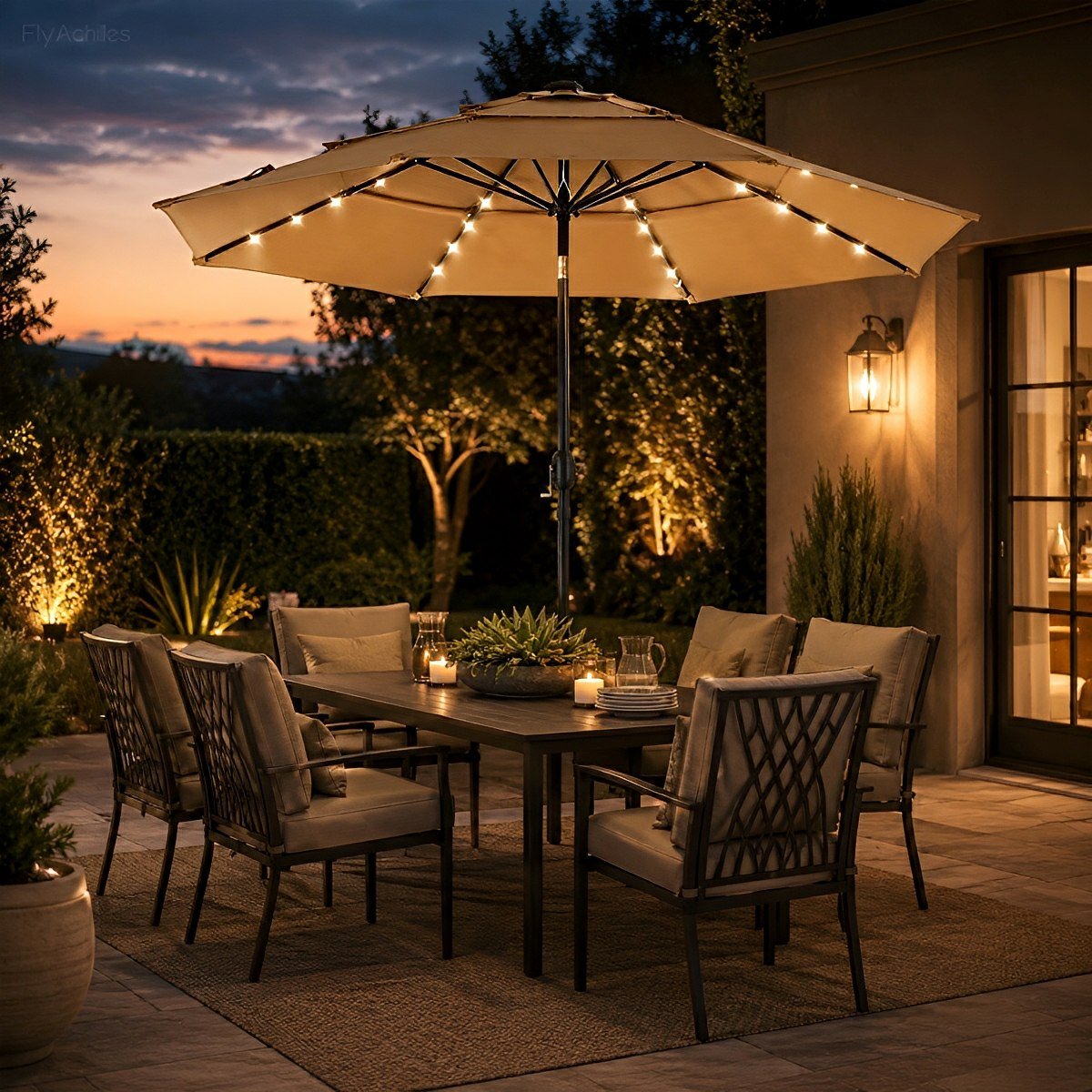 best solar light patio umbrella 10FT 3-Tier Outdoor with 32 LED Lights for Patios, Decks, Gardens, Beaches Blue / Single as its lowest point FABRIC |:EPLX 600 Multicam Black 6m brown PROFESSIONAL prawn MEM-NON-ON-30