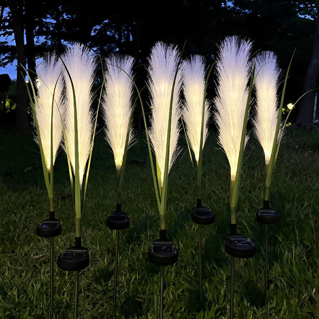 10pcs Solar Waterproof Simulated Reed Fiber Optic Outdoor Lawn Lights - Flyachilles