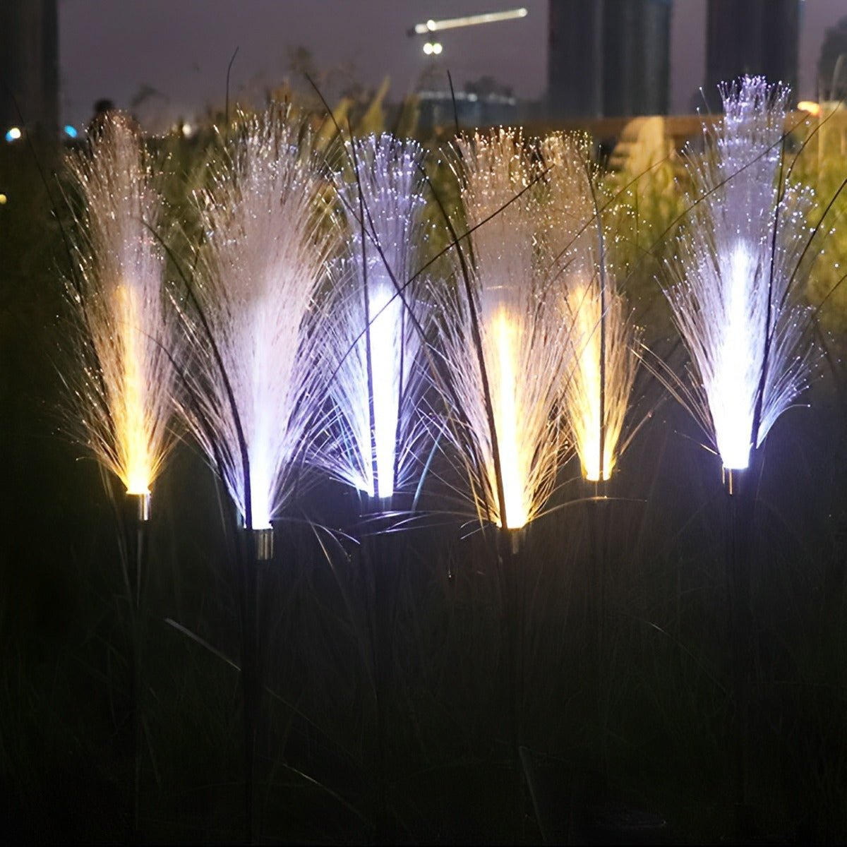 10pcs Solar Waterproof Simulated Reed Fiber Optic Outdoor Lawn Lights - Flyachilles