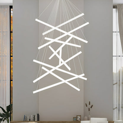 Minimalist Strip Stepless Dimming LED White Modern Chandelier