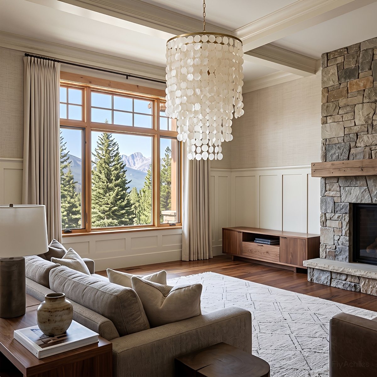 French Natural Shell Cascading LED Chandelier