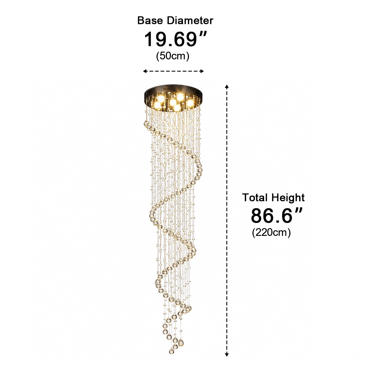 Modern Luxury Spiral Crystal LED Staircase Chandelier