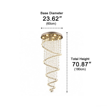 Modern Luxury Spiral Crystal LED Staircase Chandelier