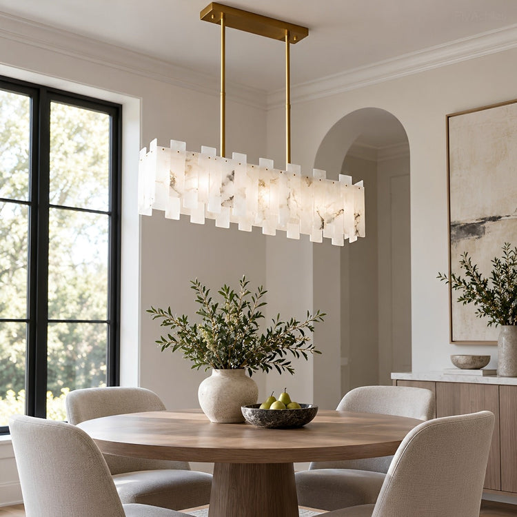 Modern Luxury Alabaster LED Linear Chandelier