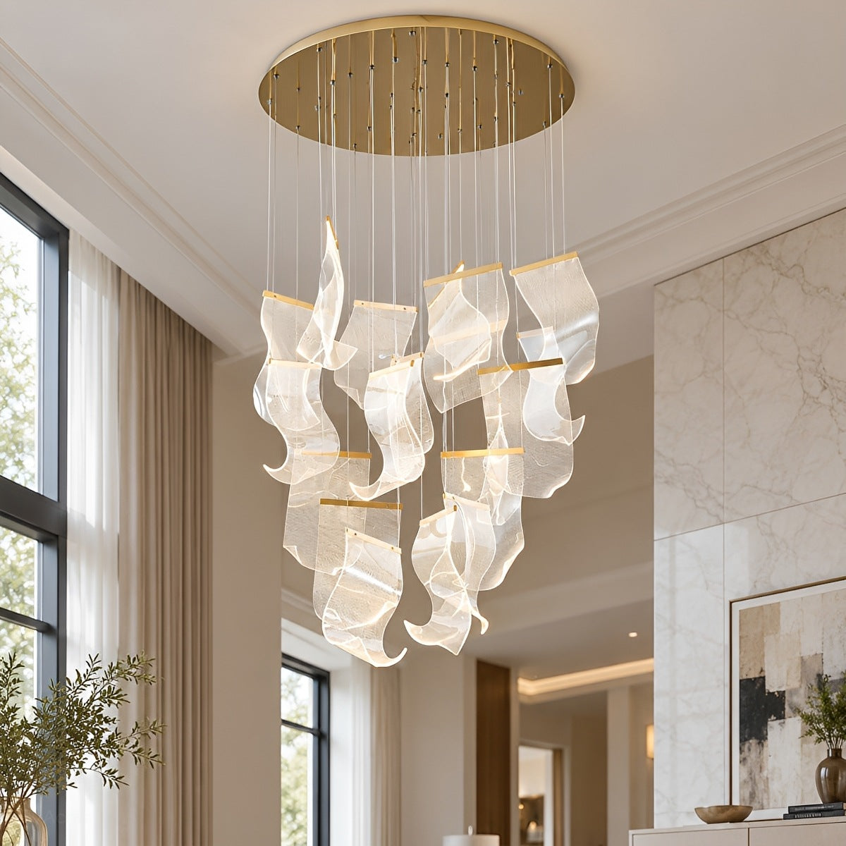 Modern Luxury Sculptural Ribbon LED Chandelier