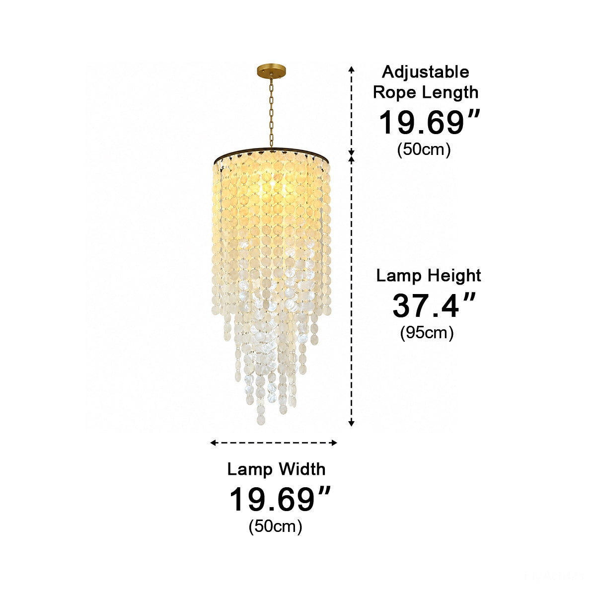 French Natural Shell Cascading LED Chandelier