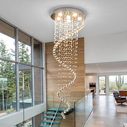 Modern Luxury Spiral Crystal LED Staircase Chandelier