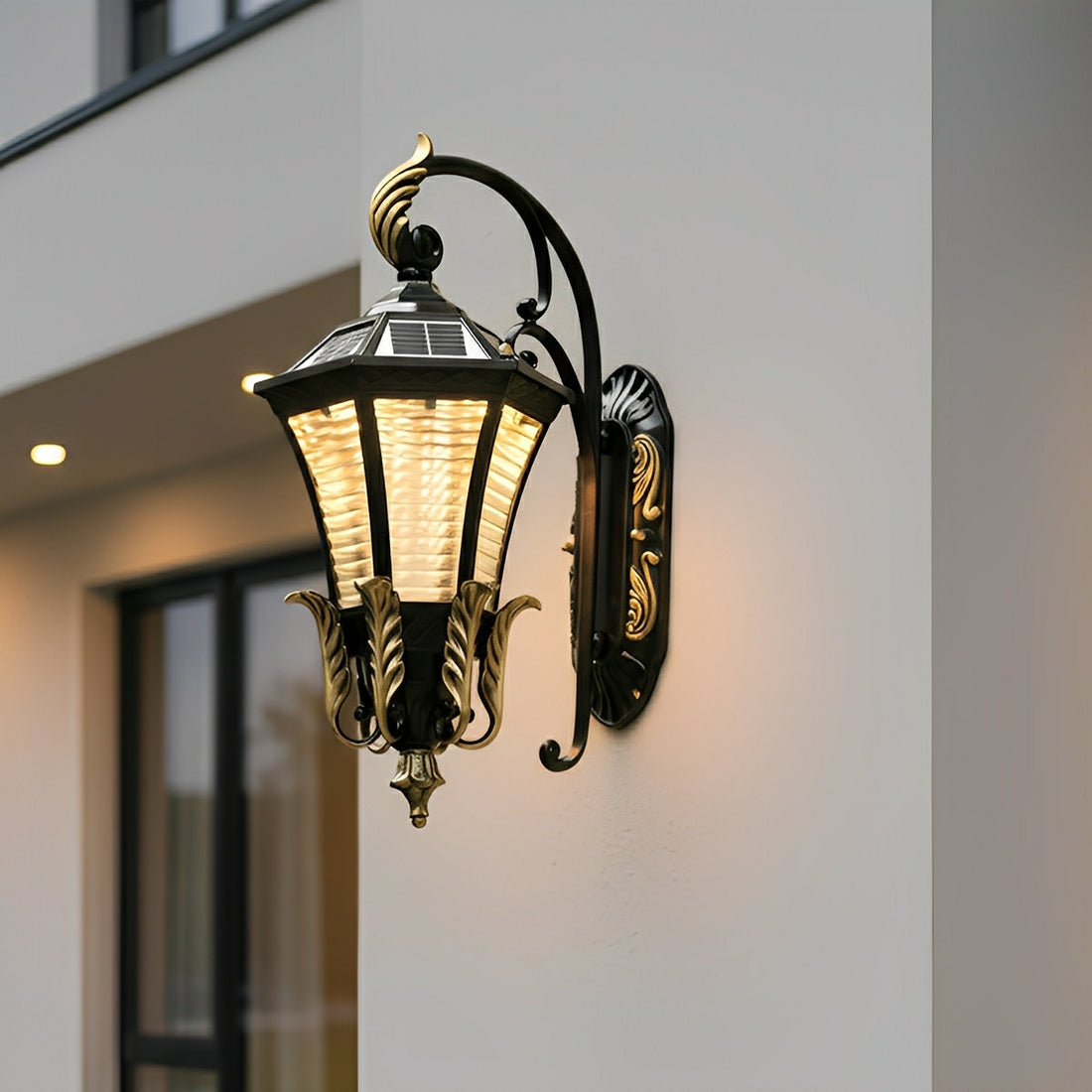 Vintage Waterproof Hexagonal Solar Outdoor LED Porch Light Exterior Wall Lights