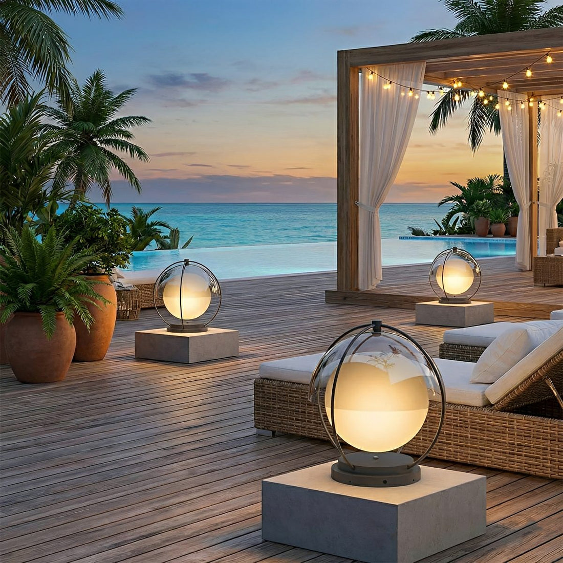 Modern Waterproof Globe Planet LED Outdoor Post Lights