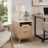 2 - Drawer Bedside Cabinet Carved Nightstand with Charging Station - Flyachilles