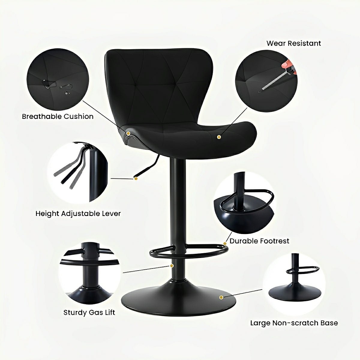 2 Pack Modern Ergonomic Adjustable Swivel Bar Stools - Flyachilles