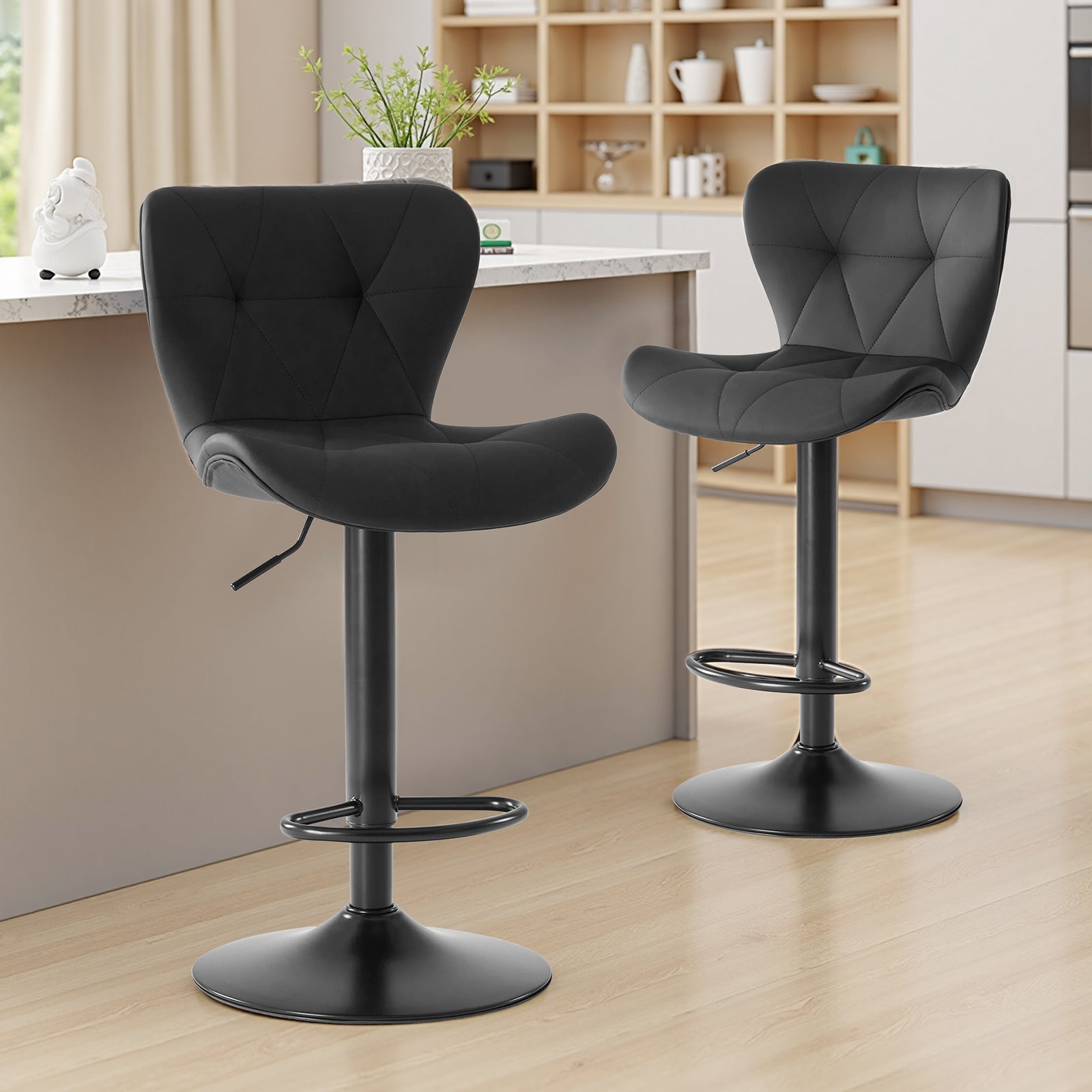 2 Pack Modern Ergonomic Adjustable Swivel Bar Stools - Flyachilles