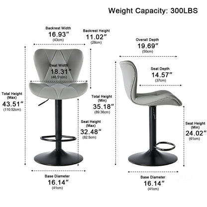 2 Pack Modern Ergonomic Adjustable Swivel Bar Stools - Flyachilles