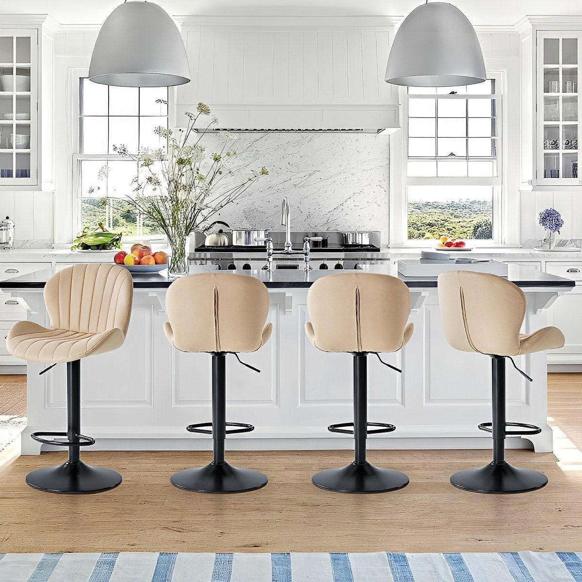 2 Pack Modern Ergonomic Swivel Bar Stools - Flyachilles