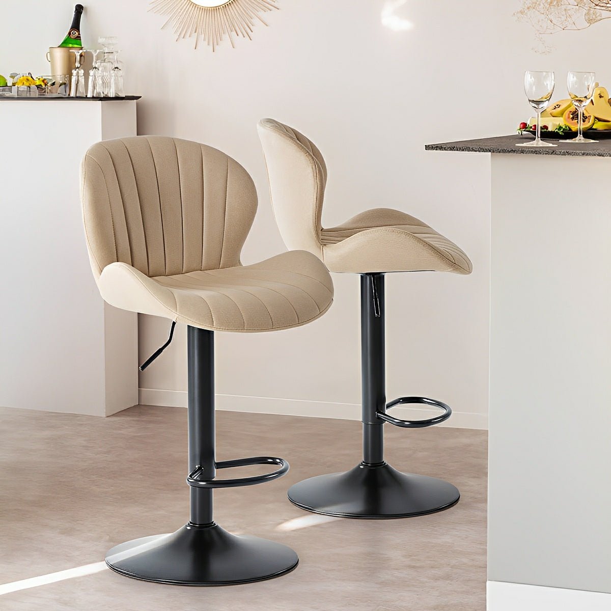 2 Pack Modern Ergonomic Swivel Bar Stools - Flyachilles