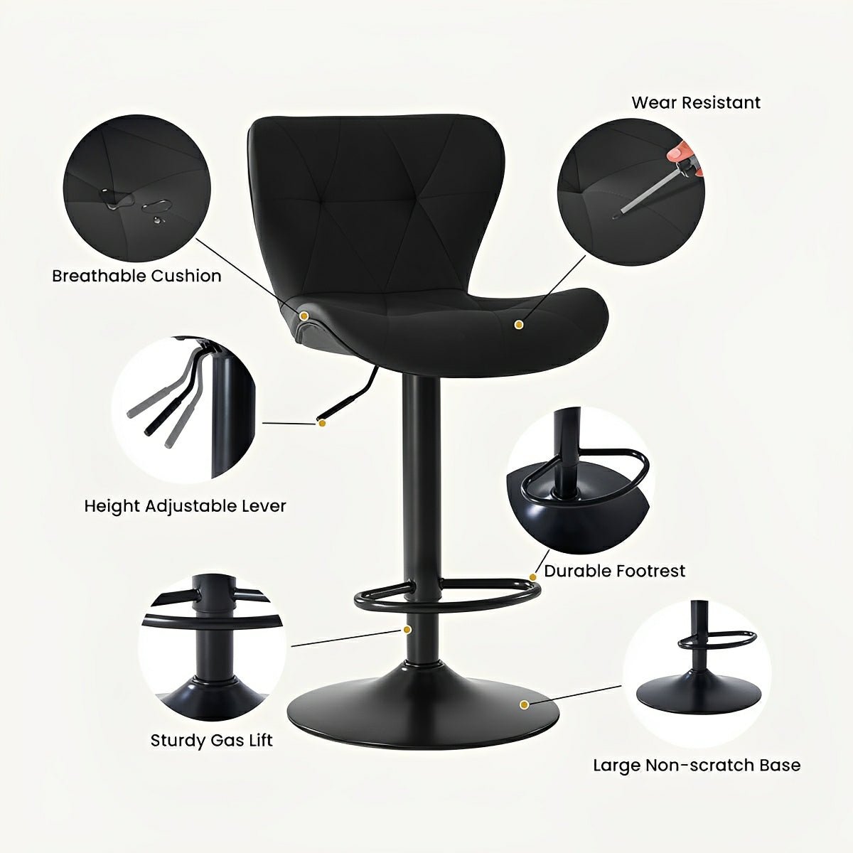 2 Pack Modern Ergonomic Swivel Bar Stools - Flyachilles