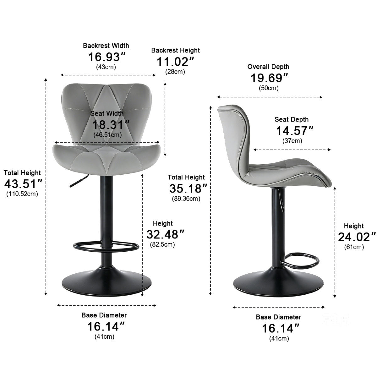 2 Pack Modern Ergonomic Swivel Bar Stools - Flyachilles