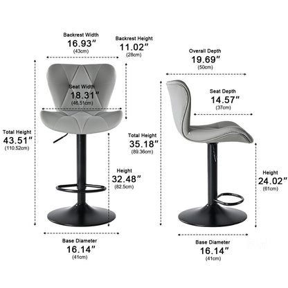 2 Pack Modern Ergonomic Swivel Bar Stools - Flyachilles