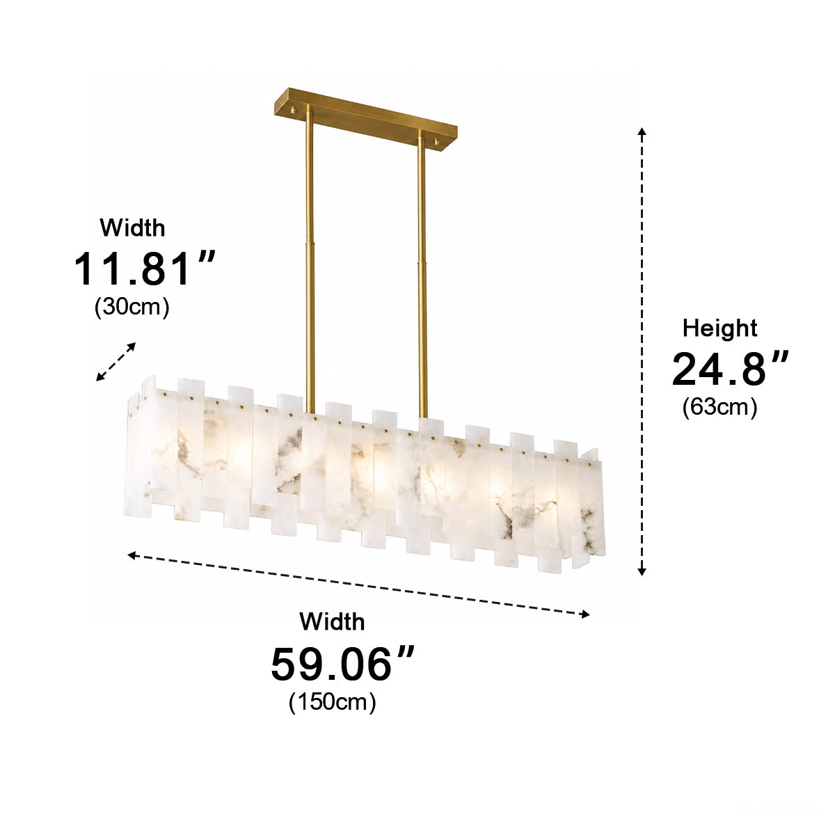 Modern Luxury Alabaster LED Linear Chandelier