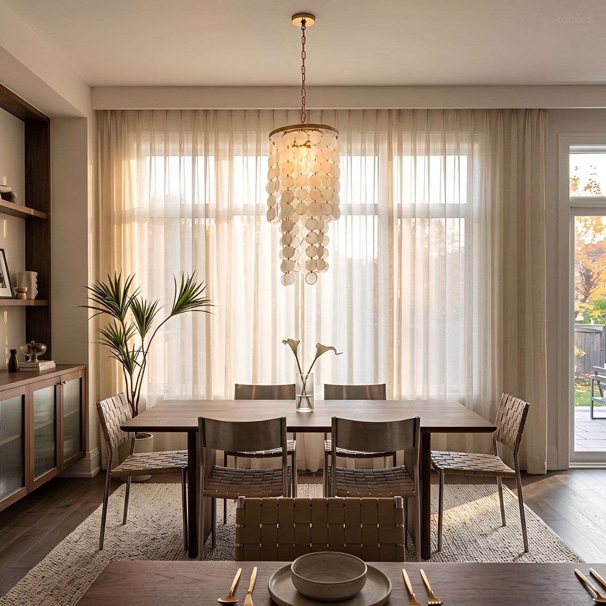 French Natural Shell Cascading LED Chandelier