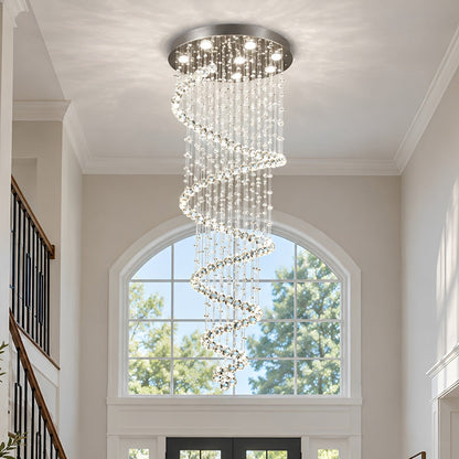 Modern Luxury Spiral Crystal LED Staircase Chandelier