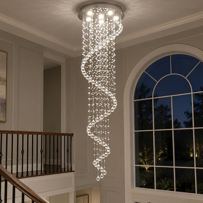 Modern Luxury Spiral Crystal LED Staircase Chandelier