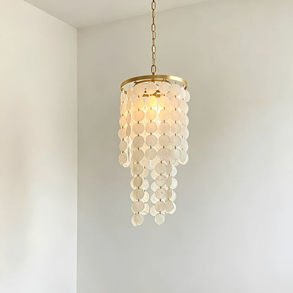 French Natural Shell Cascading LED Chandelier
