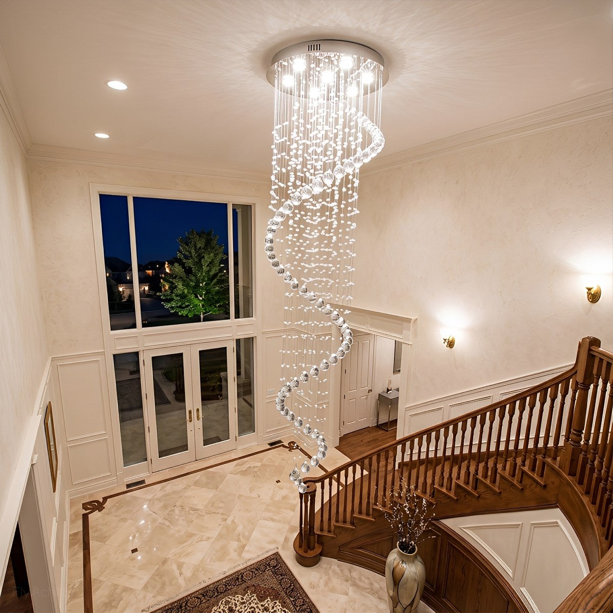 Modern Luxury Spiral Crystal LED Staircase Chandelier
