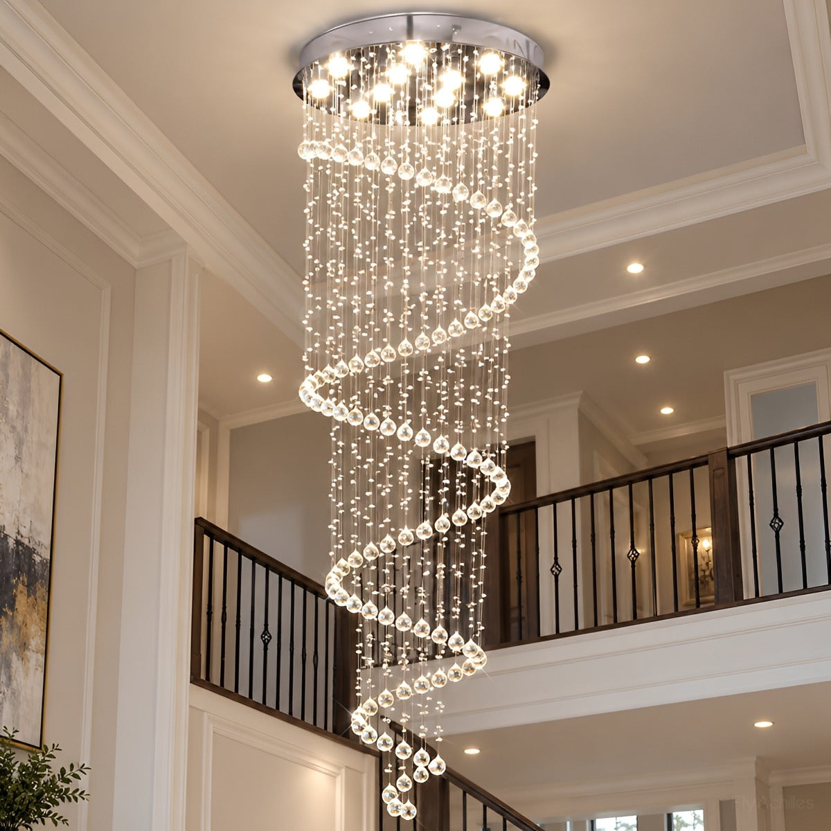 Modern Luxury Spiral Crystal LED Staircase Chandelier
