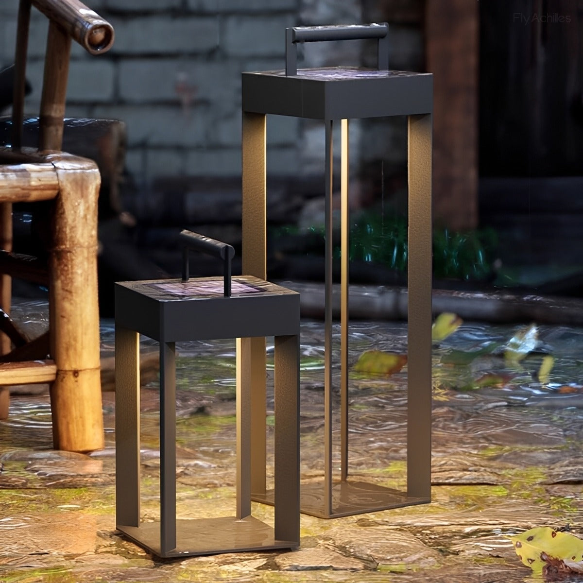 Modern Waterproof Solar&amp;Rechargeable Rectangular LED Outdoor Floor Lamp