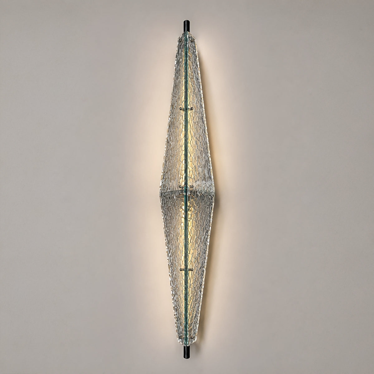 Waterproof Luxury Diamond Leaf Textured Glass Outdoor Wall Light