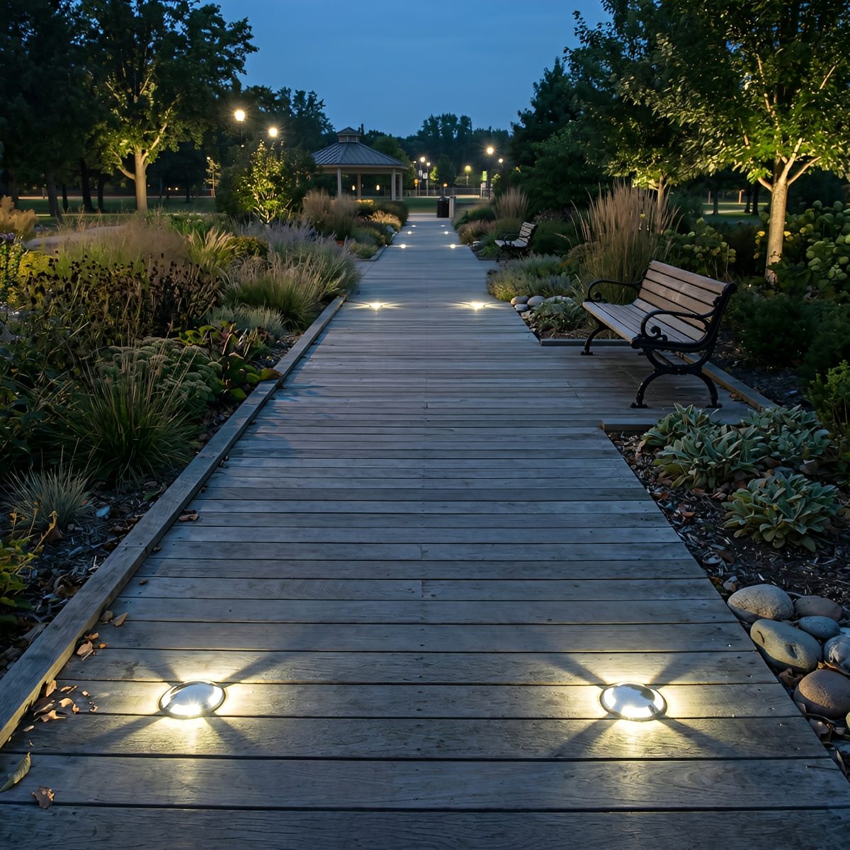 Led Walkways Waterproof Modern Round LED Recessed Outdoor Step Lights Deck Stair ...