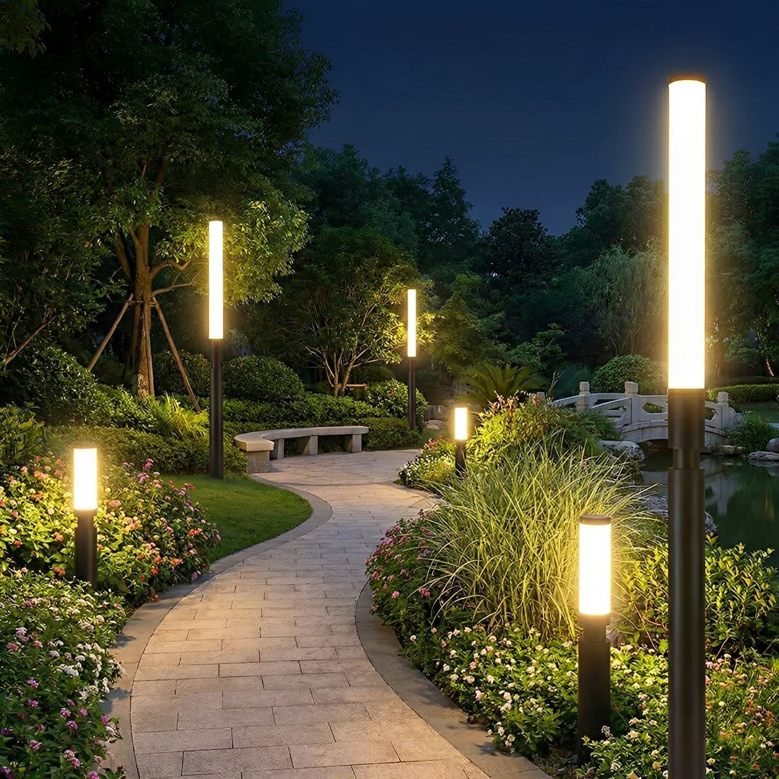 Waterproof Modern Cylinder Long Barrel Column Post Lights Pillar Lights
