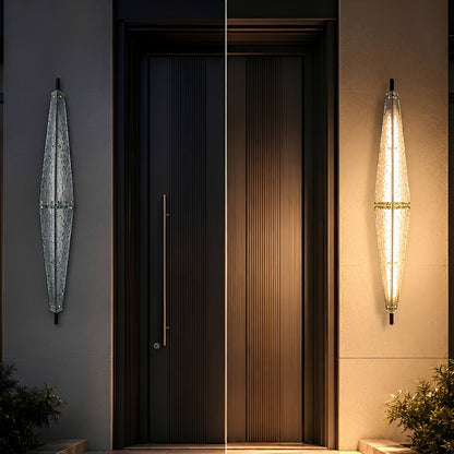 Waterproof Luxury Diamond Leaf Textured Glass Outdoor Wall Light