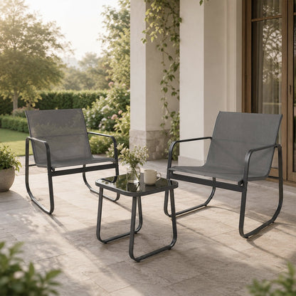 3 Piece Outdoor Patio Conversation Set Furniture with Table - Flyachilles