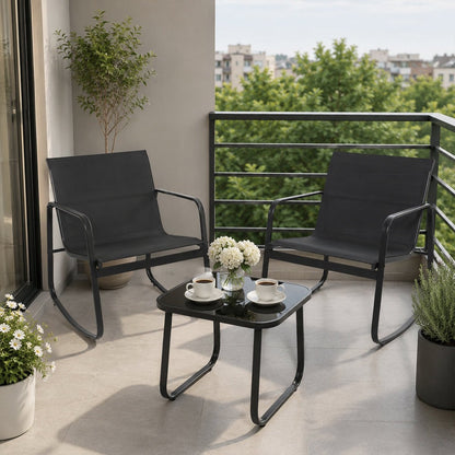 3 Piece Outdoor Patio Conversation Set Furniture with Table - Flyachilles