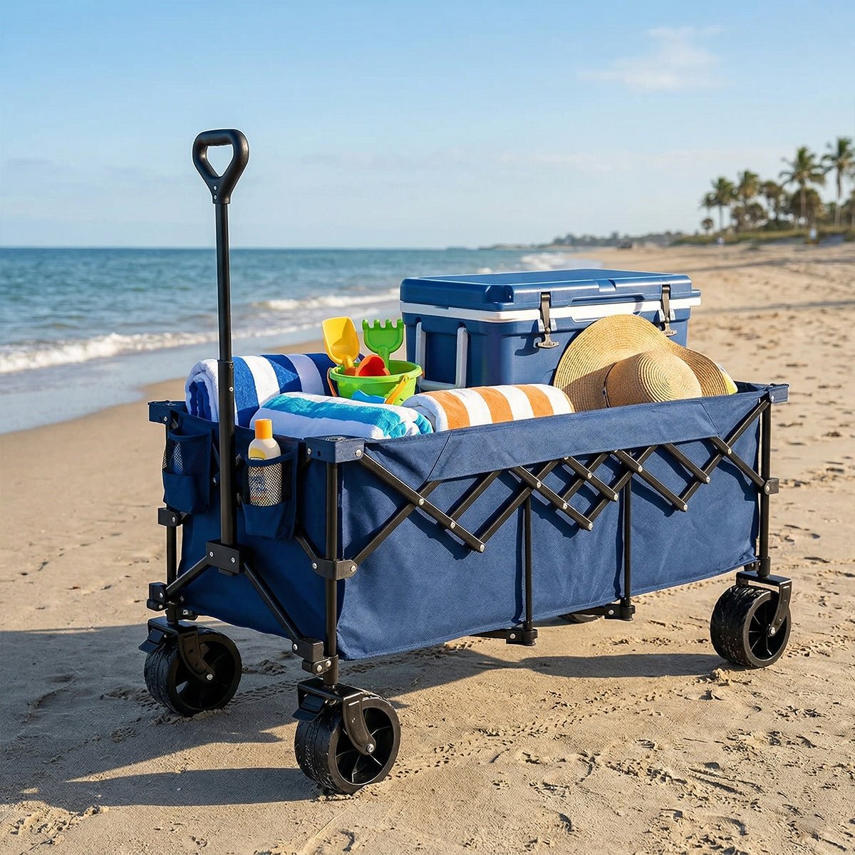 300L Heavy Duty Folding Utility Wagon Cart with All - Terrain Wheels - Flyachilles