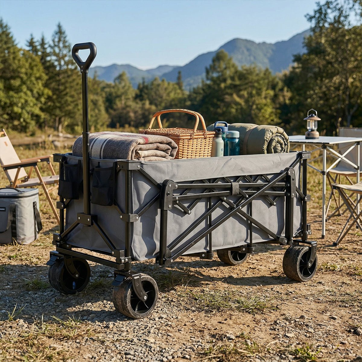 300L Heavy Duty Folding Utility Wagon Cart with All - Terrain Wheels - Flyachilles
