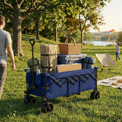 300L Heavy Duty Folding Utility Wagon Cart with All - Terrain Wheels - Flyachilles
