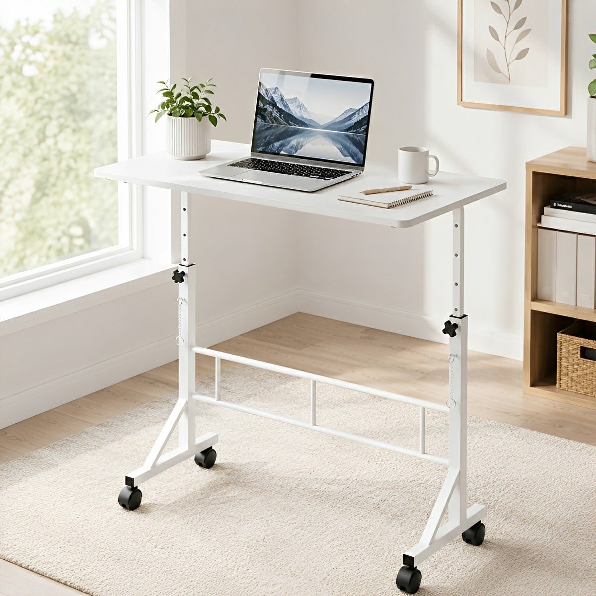 31.5" Adjustable Mobile Rolling Ergonomic Office Desk - Flyachilles