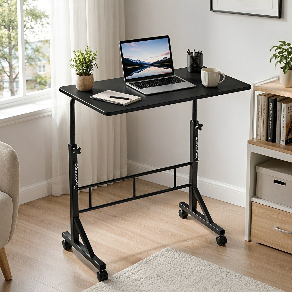 31.5" Adjustable Mobile Rolling Ergonomic Office Desk - Flyachilles